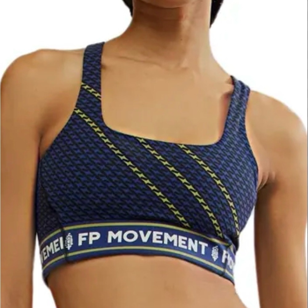 FP Movement by Free People Navy and Yellow Sports Bra